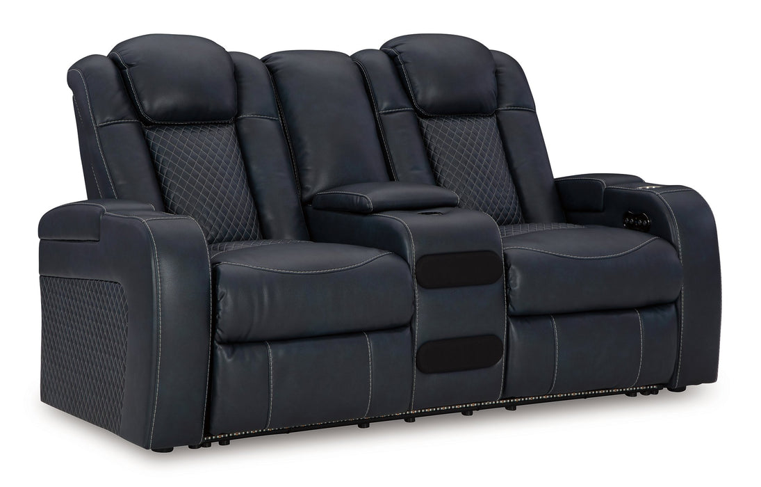 Fyne-Dyme Power Reclining Loveseat with Console - Abundant Home Collections
