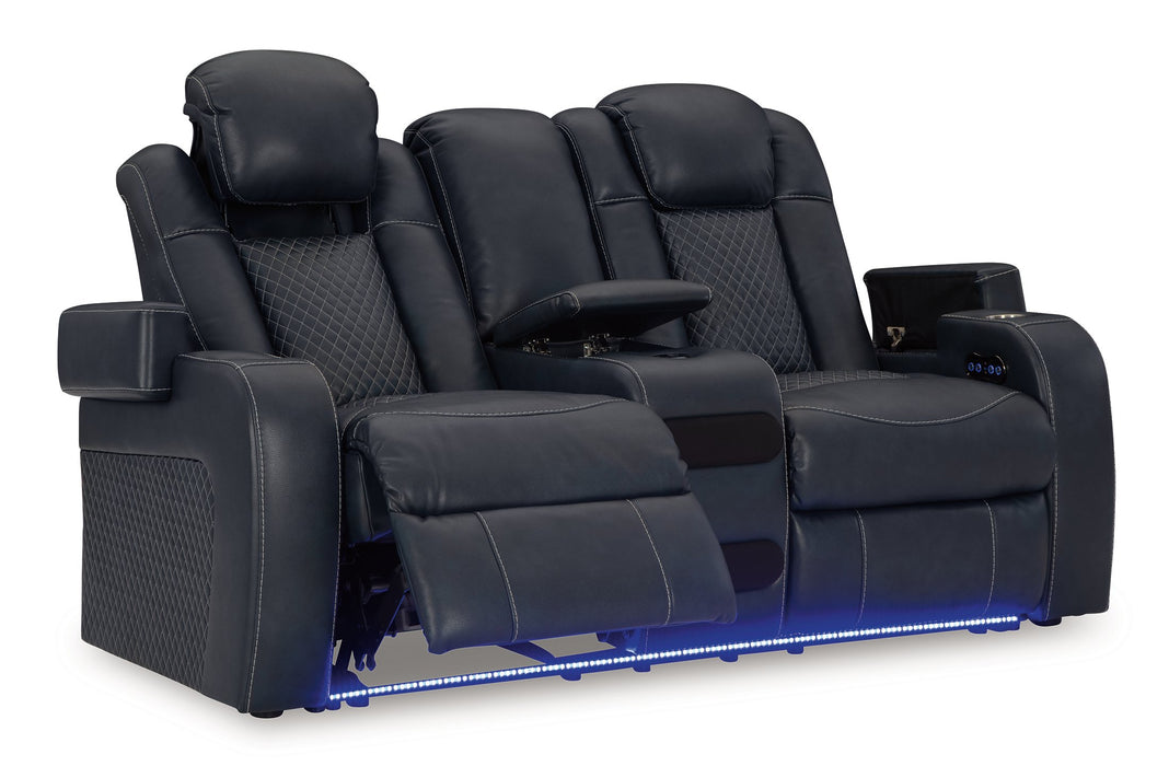 Fyne-Dyme Power Reclining Loveseat with Console - Abundant Home Collections