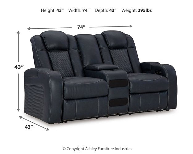 Fyne-Dyme Power Reclining Loveseat with Console - Abundant Home Collections