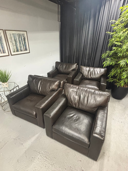 Brown Leather Swivel Chairs from Crate & Barrel - Abundant Home Collections