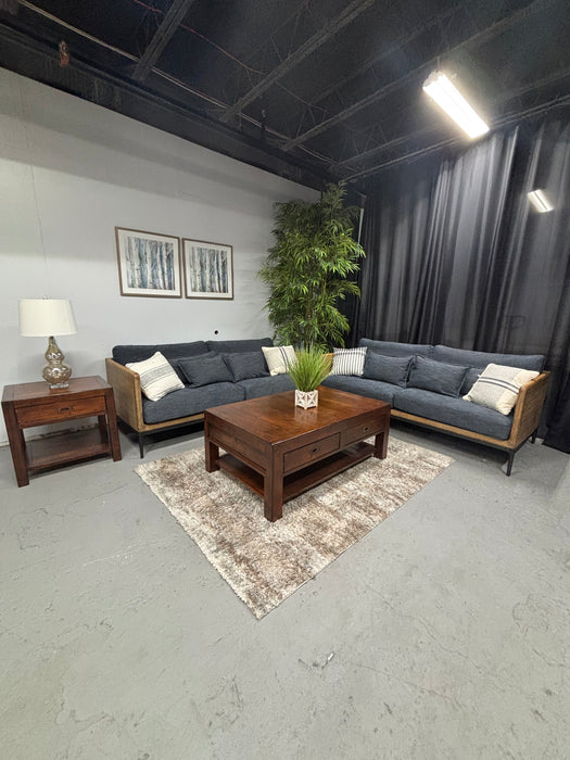 Reclaimed Wood Blue Upholstered Sofas from Zin Home - Abundant Home Collections