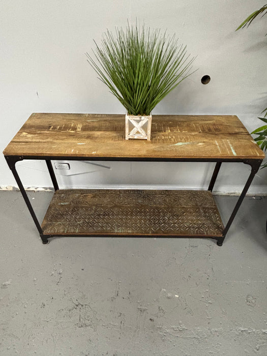 Gorgeous Wood & Metal Sofa Table With Intricate Design! Like New! - Abundant Home Collections