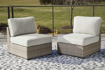 Calworth Outdoor Armless Chair with Cushion (Set of 2) - Abundant Home Collections
