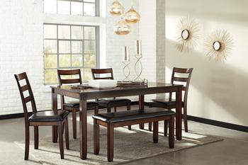 Coviar Dining Table and Chairs with Bench (Set of 6) - Abundant Home Collections