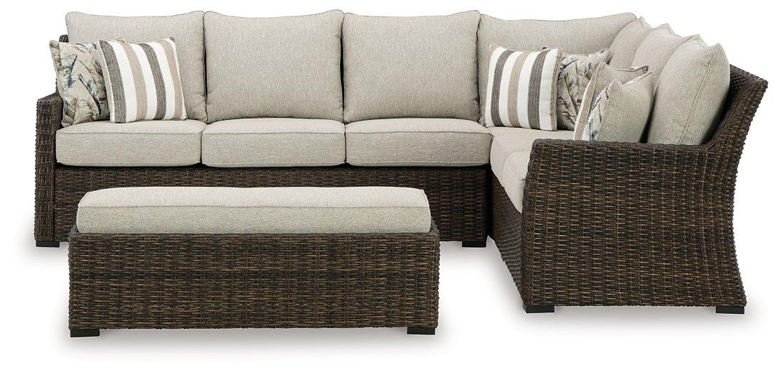 Brook Ranch Outdoor Sofa Sectional/Bench with Cushion (Set of 3) - Abundant Home Collections