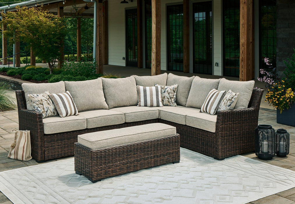 Brook Ranch Outdoor Sofa Sectional/Bench with Cushion (Set of 3) - Abundant Home Collections