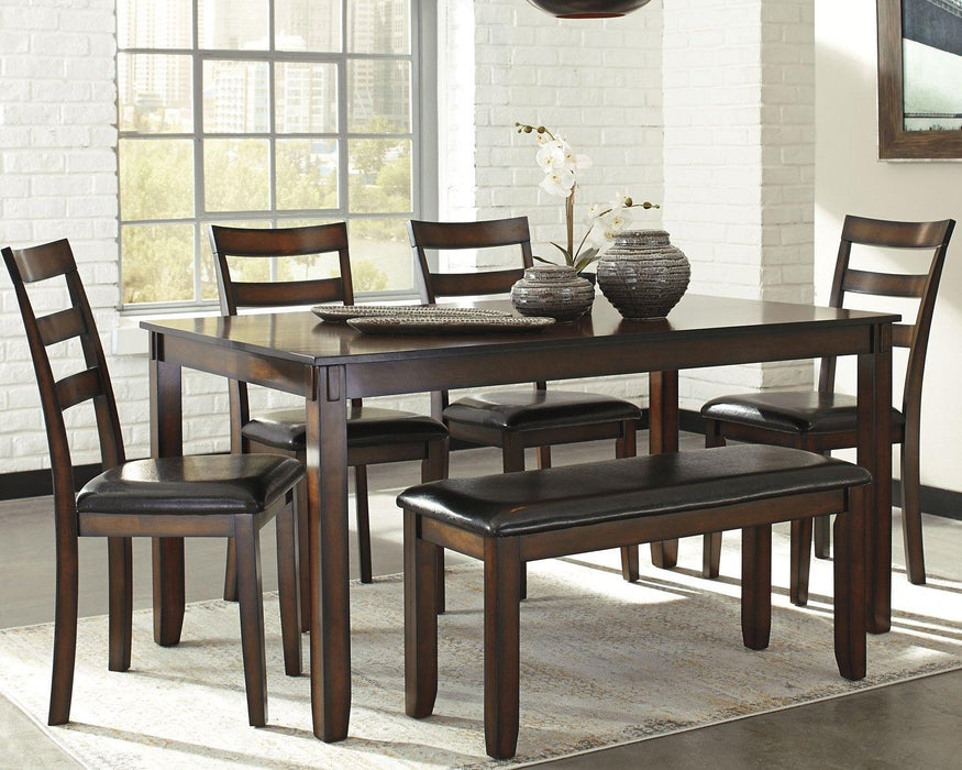 Coviar Dining Table and Chairs with Bench (Set of 6) - Abundant Home Collections