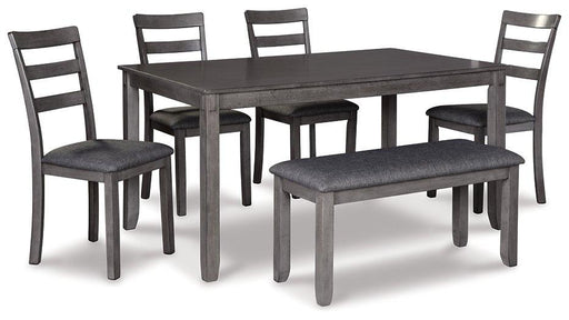 Bridson Dining Table and Chairs with Bench (Set of 6) - Abundant Home Collections