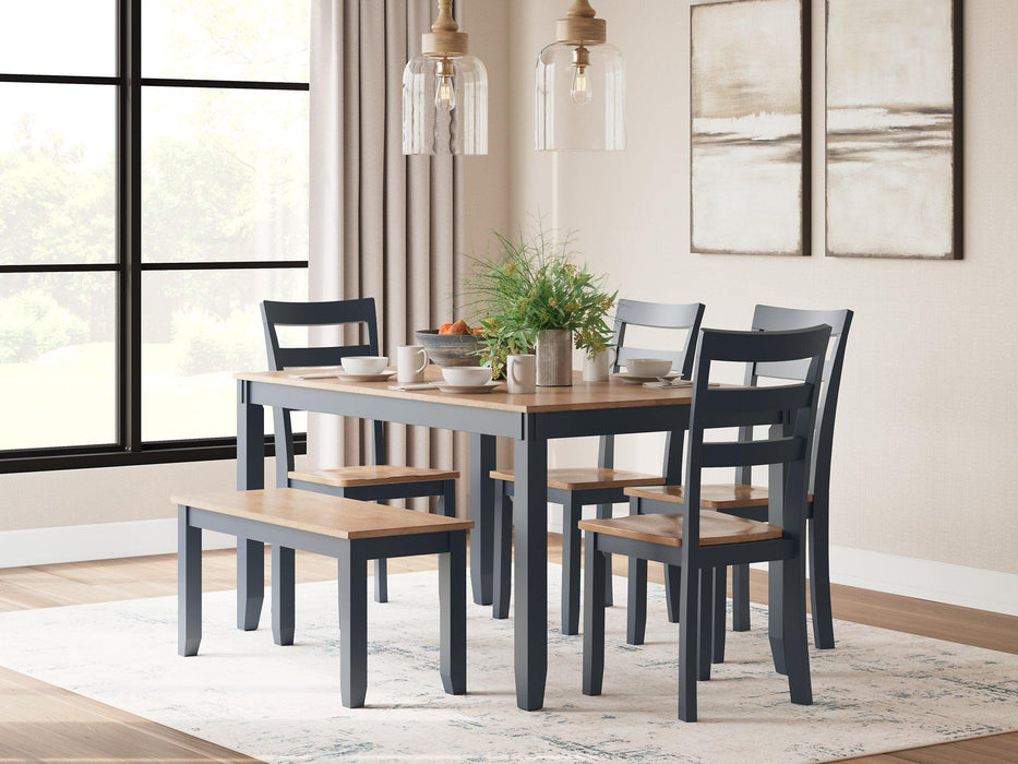 Gesthaven Dining Table with 4 Chairs and Bench (Set of 6) - Abundant Home Collections