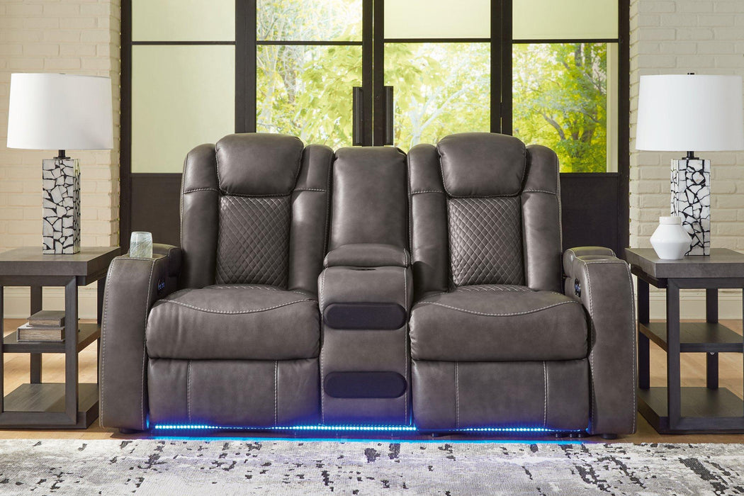 Fyne-Dyme Power Reclining Loveseat with Console - Abundant Home Collections