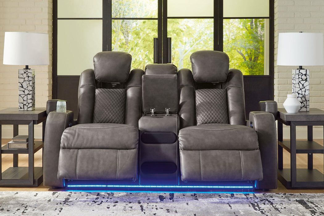 Fyne-Dyme Power Reclining Loveseat with Console - Abundant Home Collections