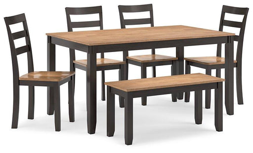 Gesthaven Dining Table with 4 Chairs and Bench (Set of 6) - Abundant Home Collections