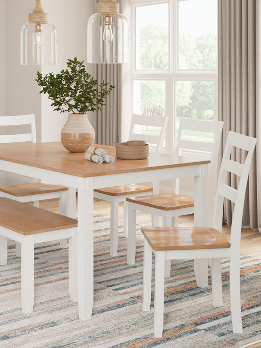 Gesthaven Dining Table with 4 Chairs and Bench (Set of 6) - Abundant Home Collections