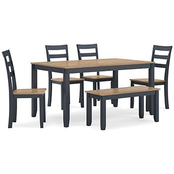Gesthaven Dining Table with 4 Chairs and Bench (Set of 6) - Abundant Home Collections