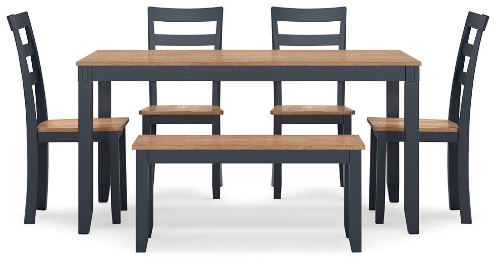 Gesthaven Dining Table with 4 Chairs and Bench (Set of 6) - Abundant Home Collections