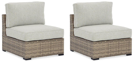 Calworth Outdoor Armless Chair with Cushion (Set of 2) - Abundant Home Collections