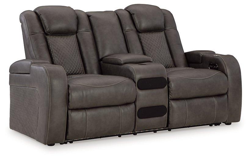 Fyne-Dyme Power Reclining Loveseat with Console - Abundant Home Collections