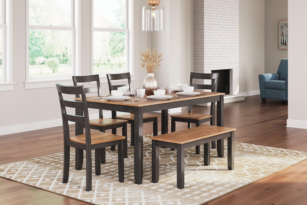 Gesthaven Dining Table with 4 Chairs and Bench (Set of 6) - Abundant Home Collections