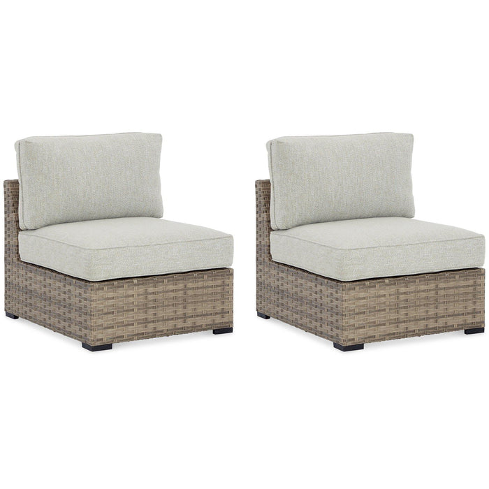 Calworth Outdoor Armless Chair with Cushion (Set of 2) - Abundant Home Collections
