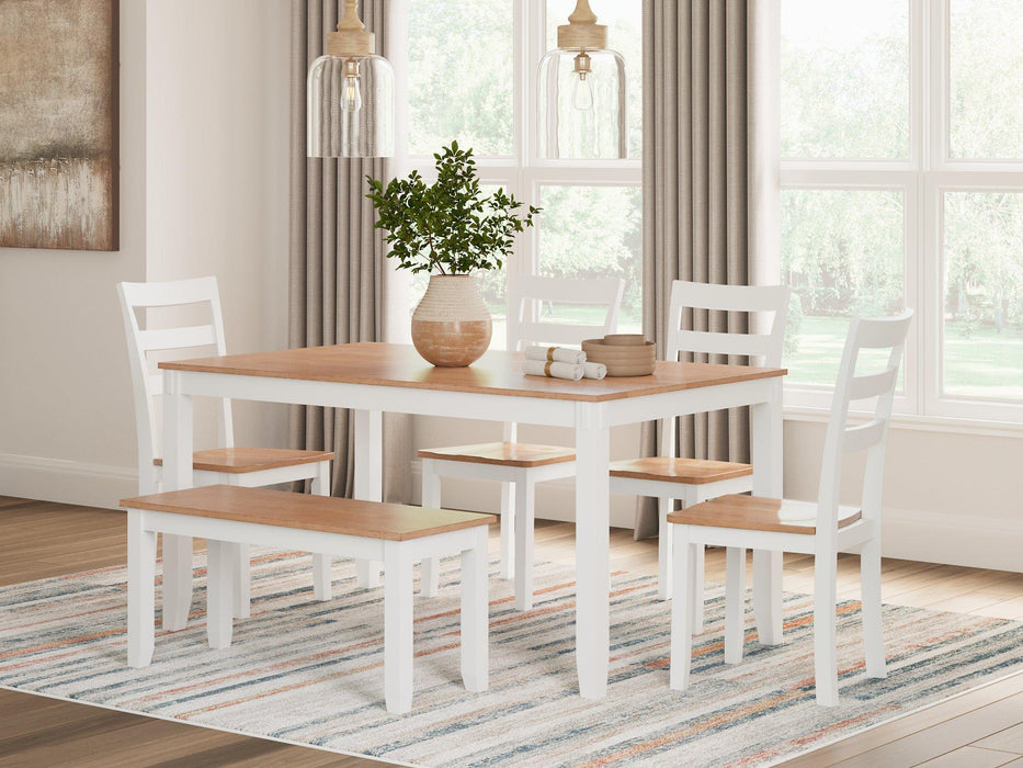 Gesthaven Dining Table with 4 Chairs and Bench (Set of 6) - Abundant Home Collections