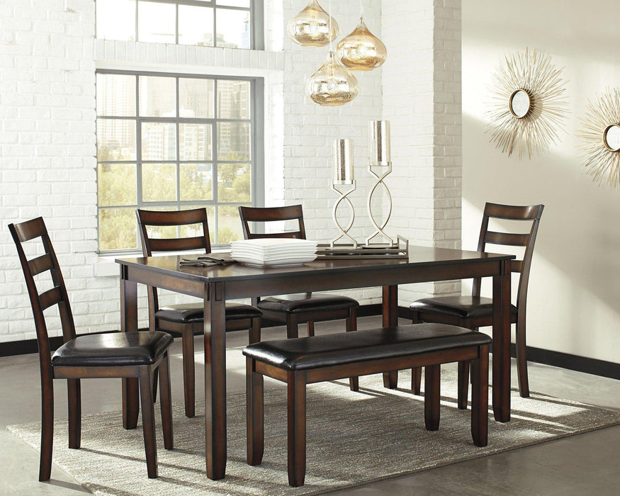 Coviar Dining Table and Chairs with Bench (Set of 6) - Abundant Home Collections