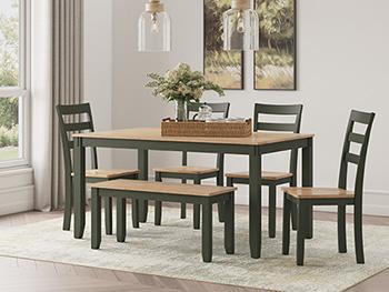 Gesthaven Dining Table with 4 Chairs and Bench (Set of 6) - Abundant Home Collections