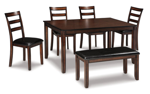 Coviar Dining Table and Chairs with Bench (Set of 6) - Abundant Home Collections