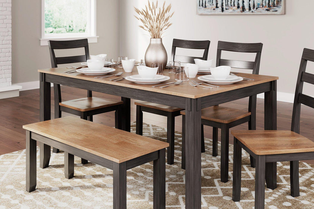 Gesthaven Dining Table with 4 Chairs and Bench (Set of 6) - Abundant Home Collections