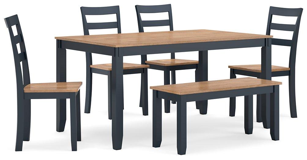 Gesthaven Dining Table with 4 Chairs and Bench (Set of 6) - Abundant Home Collections