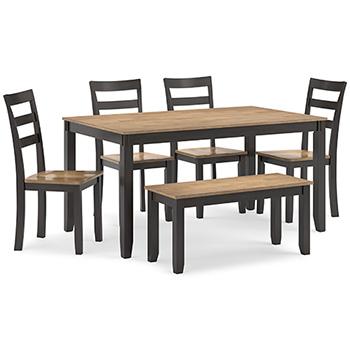Gesthaven Dining Table with 4 Chairs and Bench (Set of 6) - Abundant Home Collections