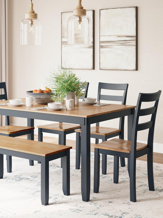 Gesthaven Dining Table with 4 Chairs and Bench (Set of 6) - Abundant Home Collections