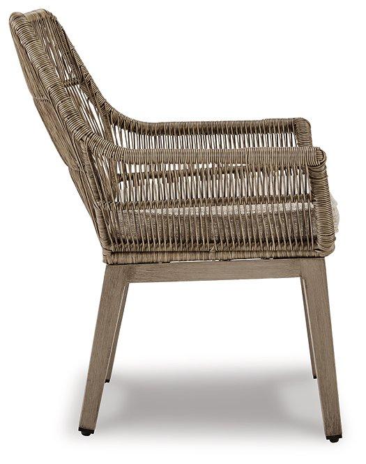 Beach Front Arm Chair with Cushion (Set of 2) - Abundant Home Collections