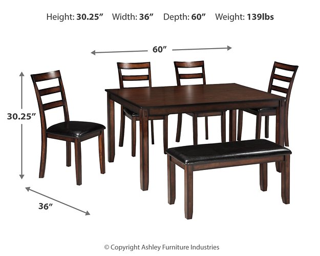 Coviar Dining Table and Chairs with Bench (Set of 6) - Abundant Home Collections