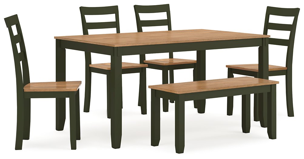 Gesthaven Dining Table with 4 Chairs and Bench (Set of 6) - Abundant Home Collections