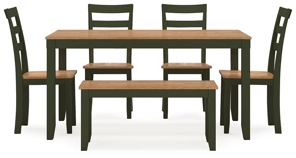 Gesthaven Dining Table with 4 Chairs and Bench (Set of 6) - Abundant Home Collections