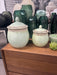 Green ceramic pot pair