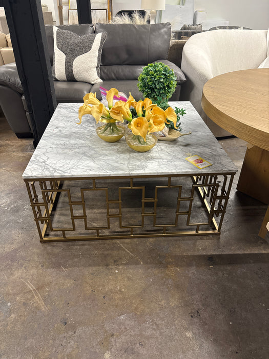 Gold Frame Marble Top Coffee Table