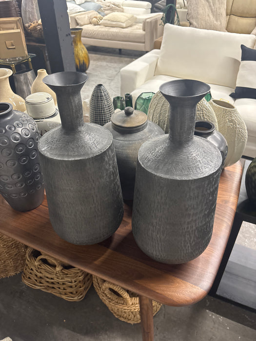 Tall dark grey vase set