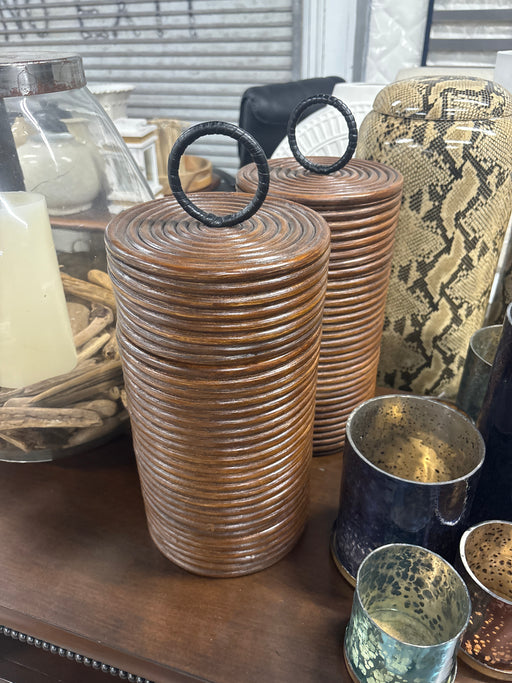 Wood decorative storage canister