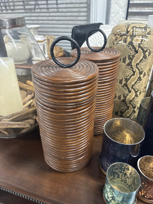 Wood decorative storage canister