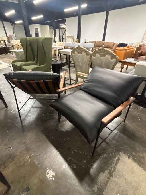 Black Leather Denver Modern Vail Lounge Chairs (2x)