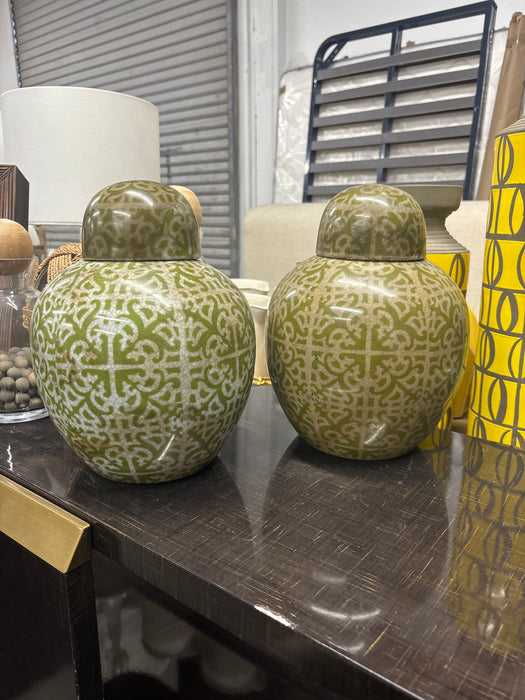 Green ceramic pot set