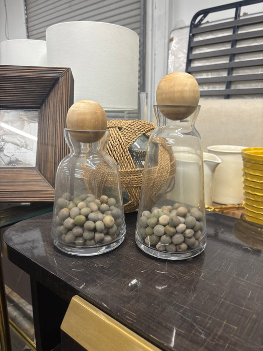 Glass bottles with rocks