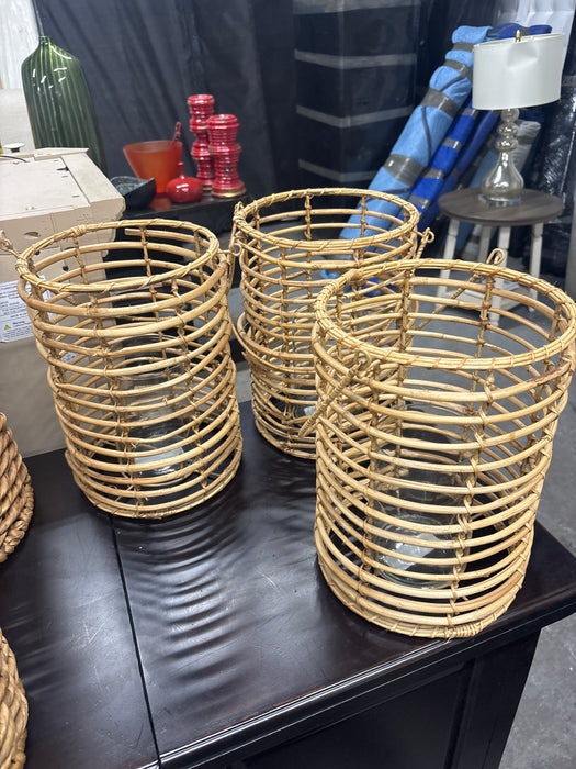 Woven rattan lanterns