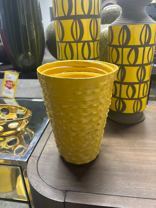 Yellow textured vase