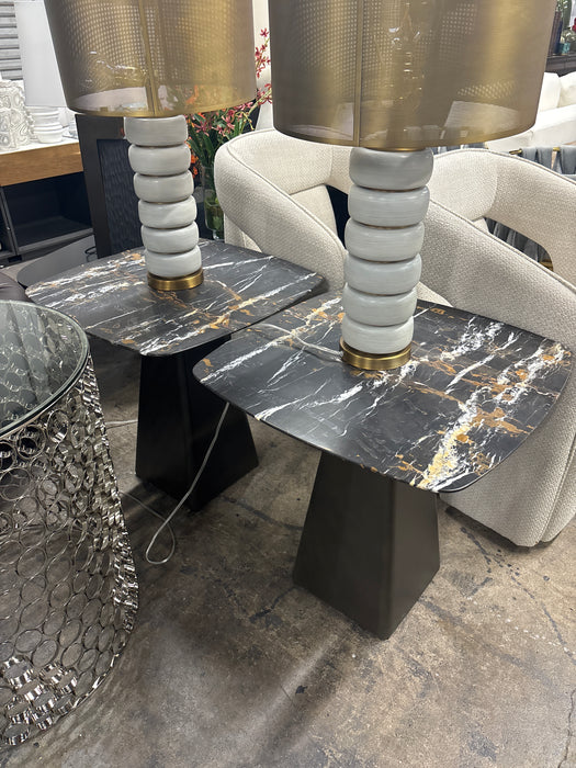 Clive Daniel Marble End Tables (2x)