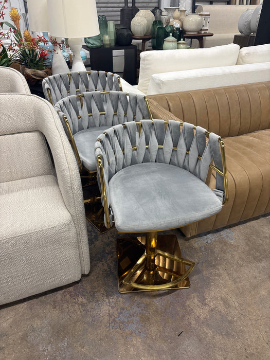 Gold & Gray Adjustable Bar Stools (3x)