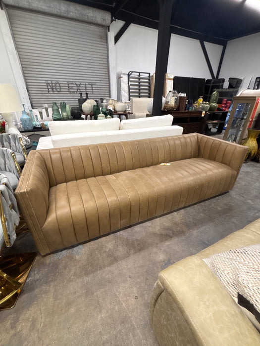 Clive Daniel Brown Leather Corduroy Sofa