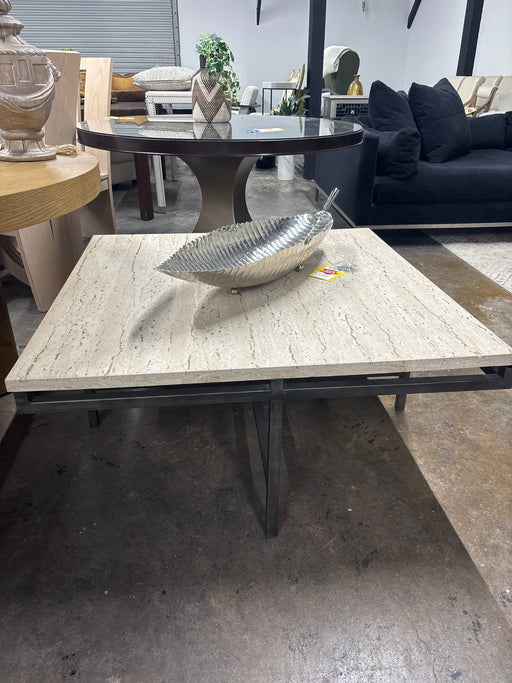 Black Frame Beige Marble Top Coffee Table