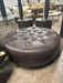 Round Leather Ottoman